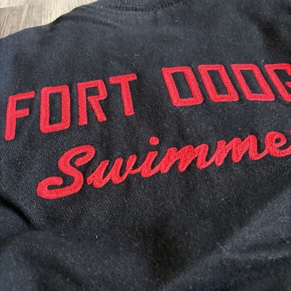 Vintage Fort Dodge Swimmers Chain Stitched Jacket Size M/L 1970s Leather Wool - Picture 9 of 10